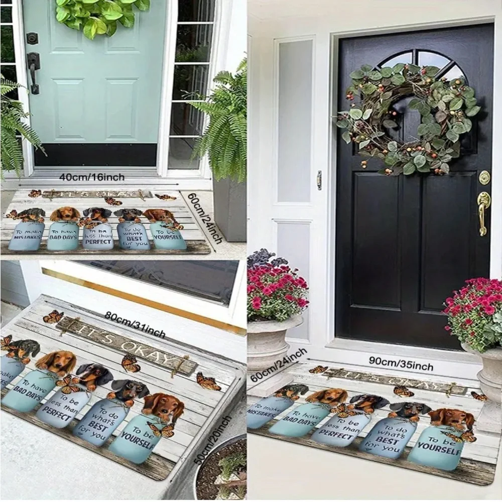 Dachshund Dog Themed Double-Sided Doormat